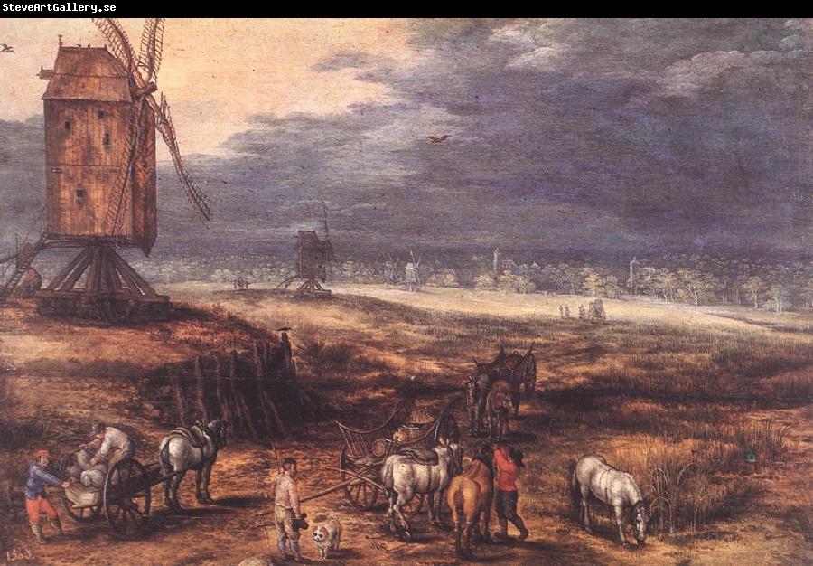 BRUEGHEL, Jan the Elder Landscape with Windmills fdg